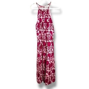 Maisie Floral Halter Pink Midi Dress Size Large